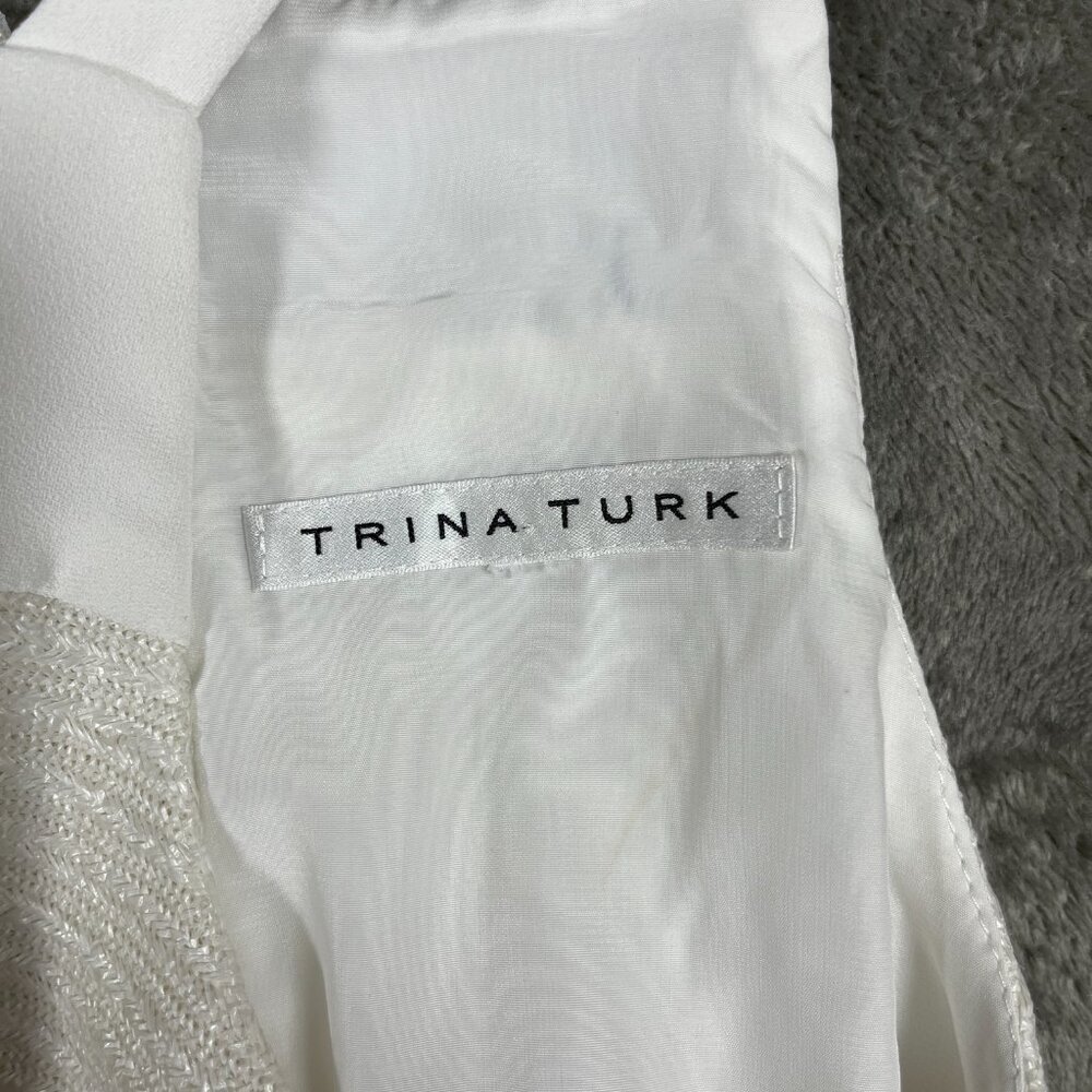 Trina Turk Parson Women's Mini Dress Size 2 White Bridal Sleeveless Keyhole Boho - Picture 7 of 9